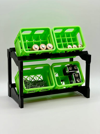 Mini Regal Stapelregal für 4 Kisten Batteriekisten Boxen Batterieboxen Bierkästen