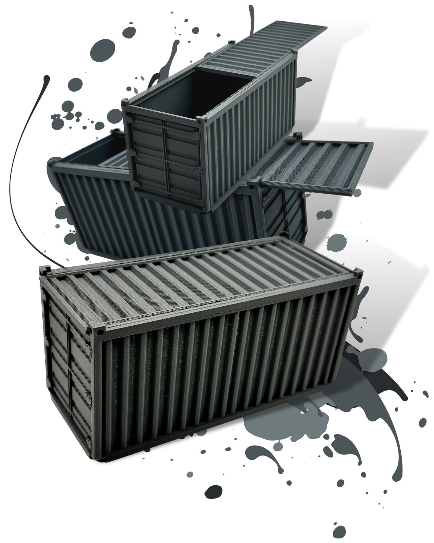 Batteriecontainer ISO-Container mini für Aufbewahrung von Batterien in AA AAA 9V - 3 D gedruckt