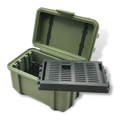 Batteriekiste im Armee Design Olive Grün zur Aufbewahrung von SD und mini SD Karten