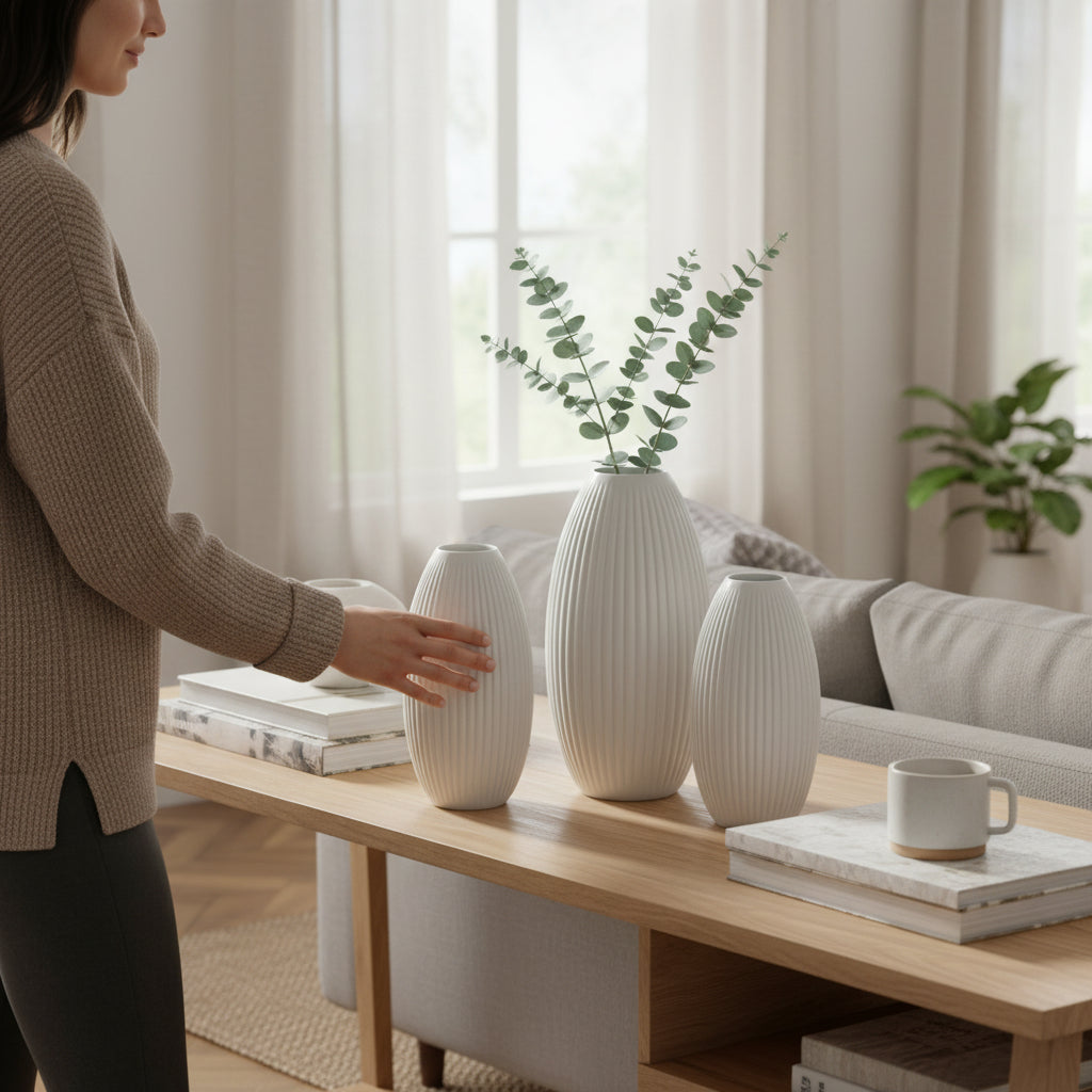 Design Vase Spiralvase für Trockenblumen 3D-Druck Dekovase Retro-Optik