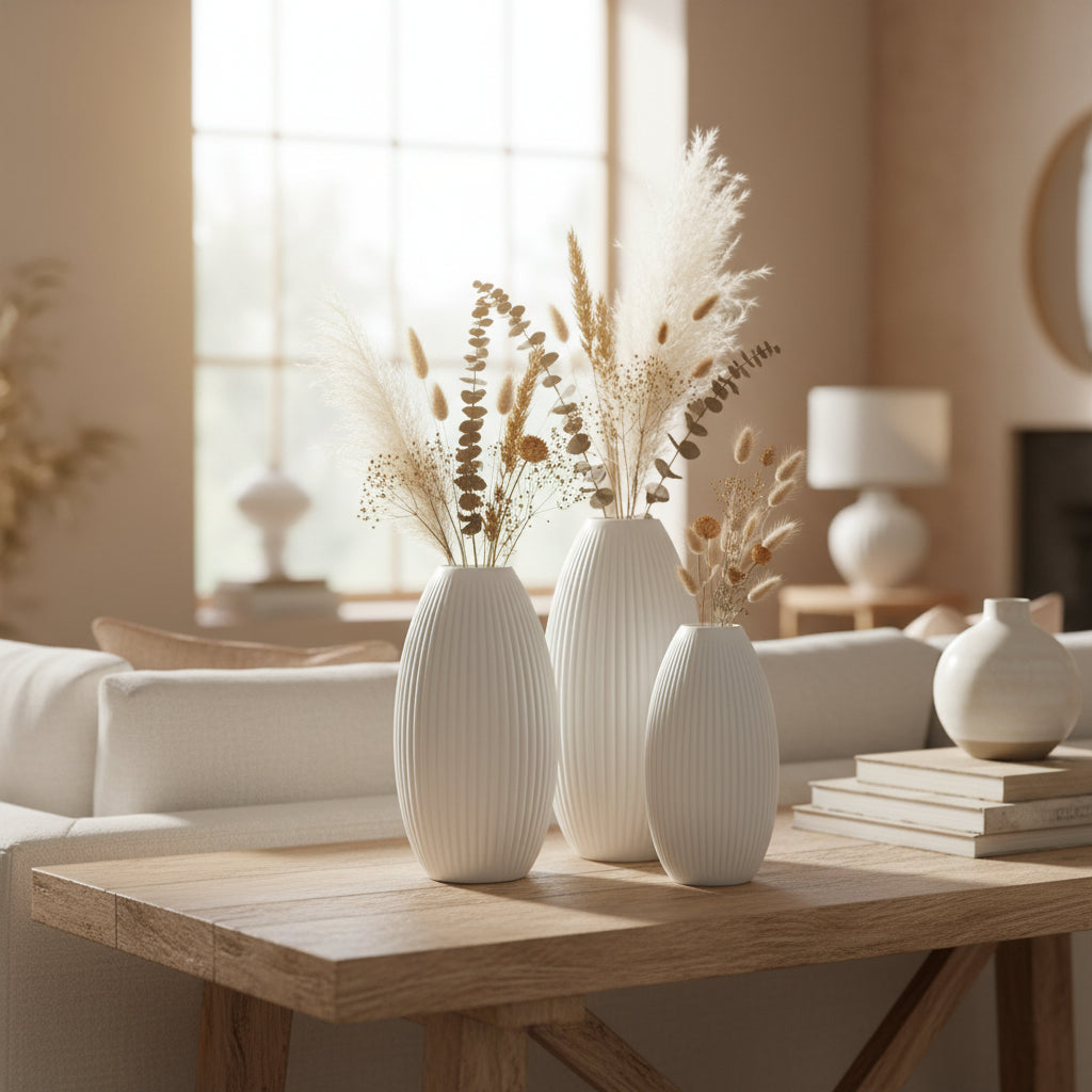 Design Vase Spiralvase für Trockenblumen 3D-Druck Dekovase Retro-Optik