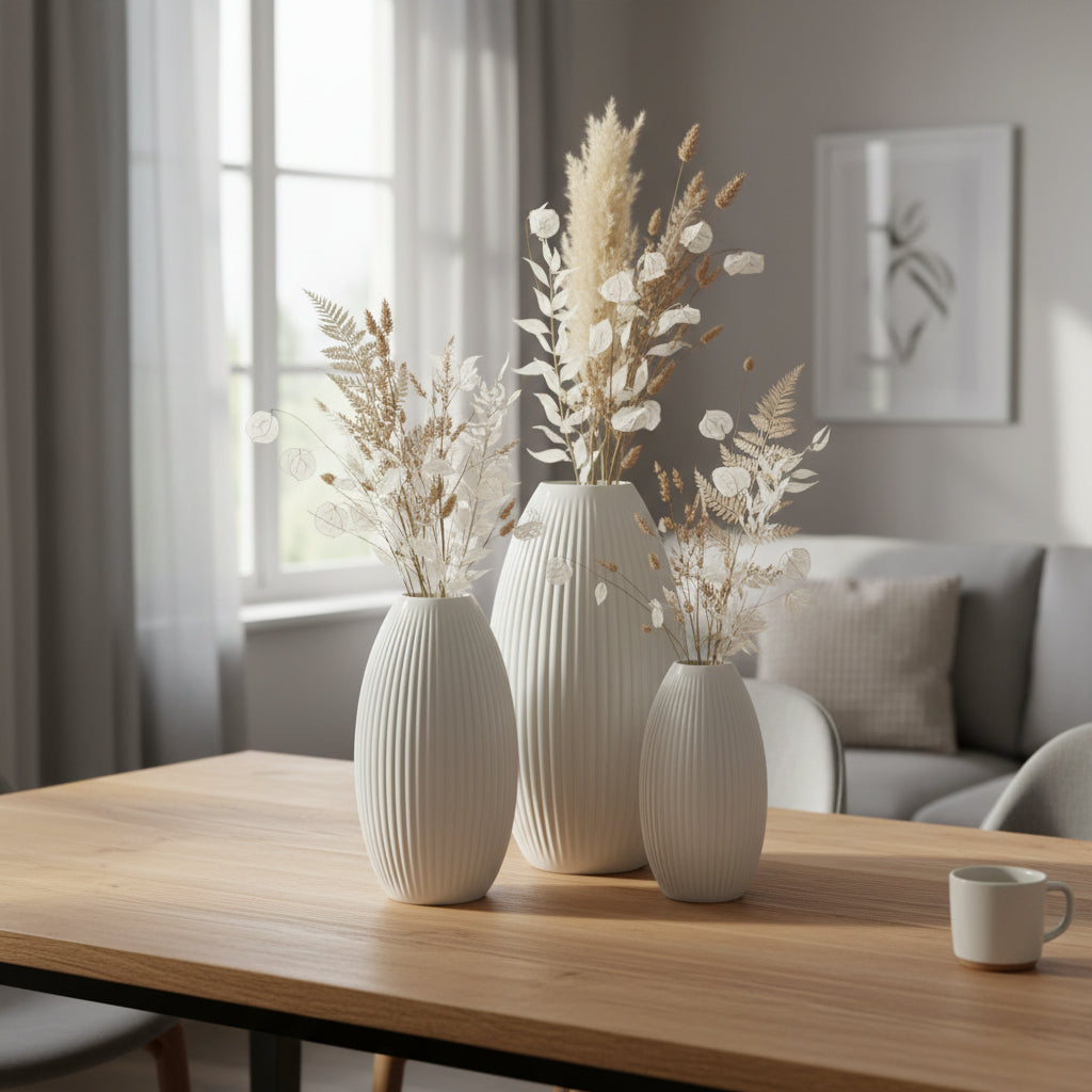 Design Vase Spiralvase für Trockenblumen 3D-Druck Dekovase Retro-Optik