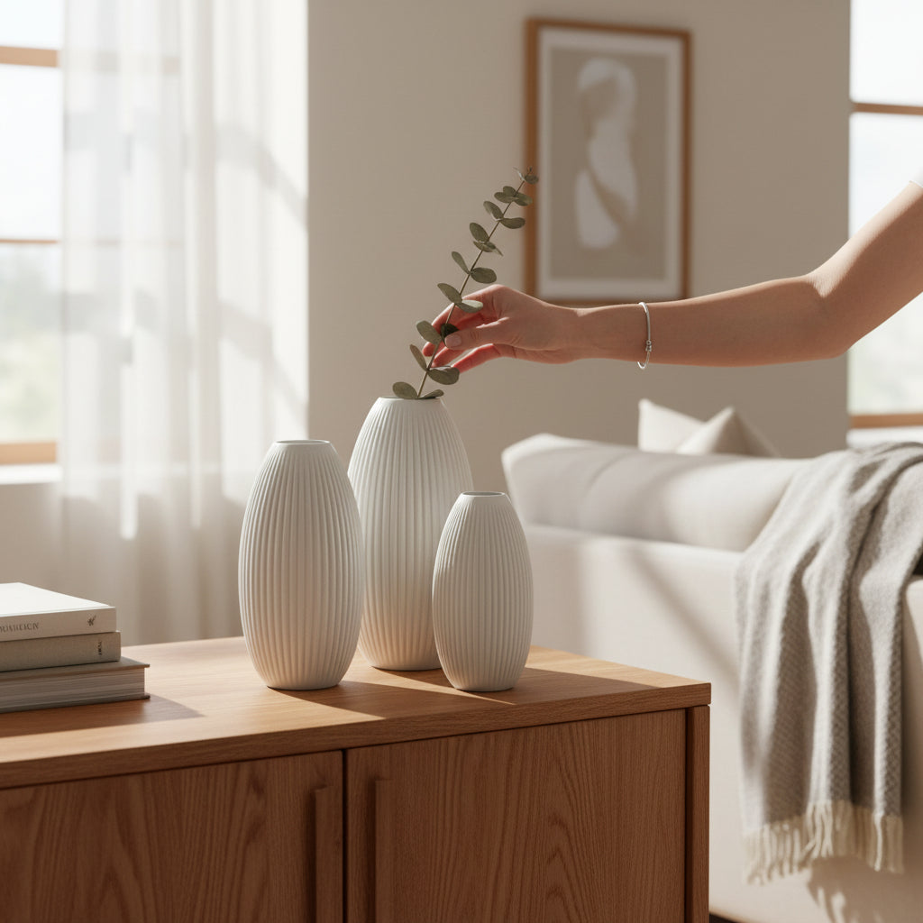 Design Vase Spiralvase für Trockenblumen 3D-Druck Dekovase Retro-Optik