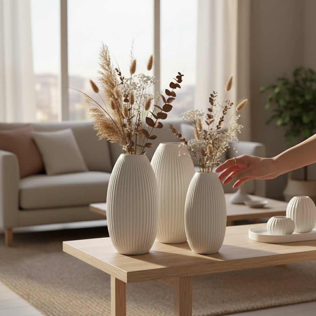 Design Vase Spiralvase für Trockenblumen 3D-Druck Dekovase Retro-Optik