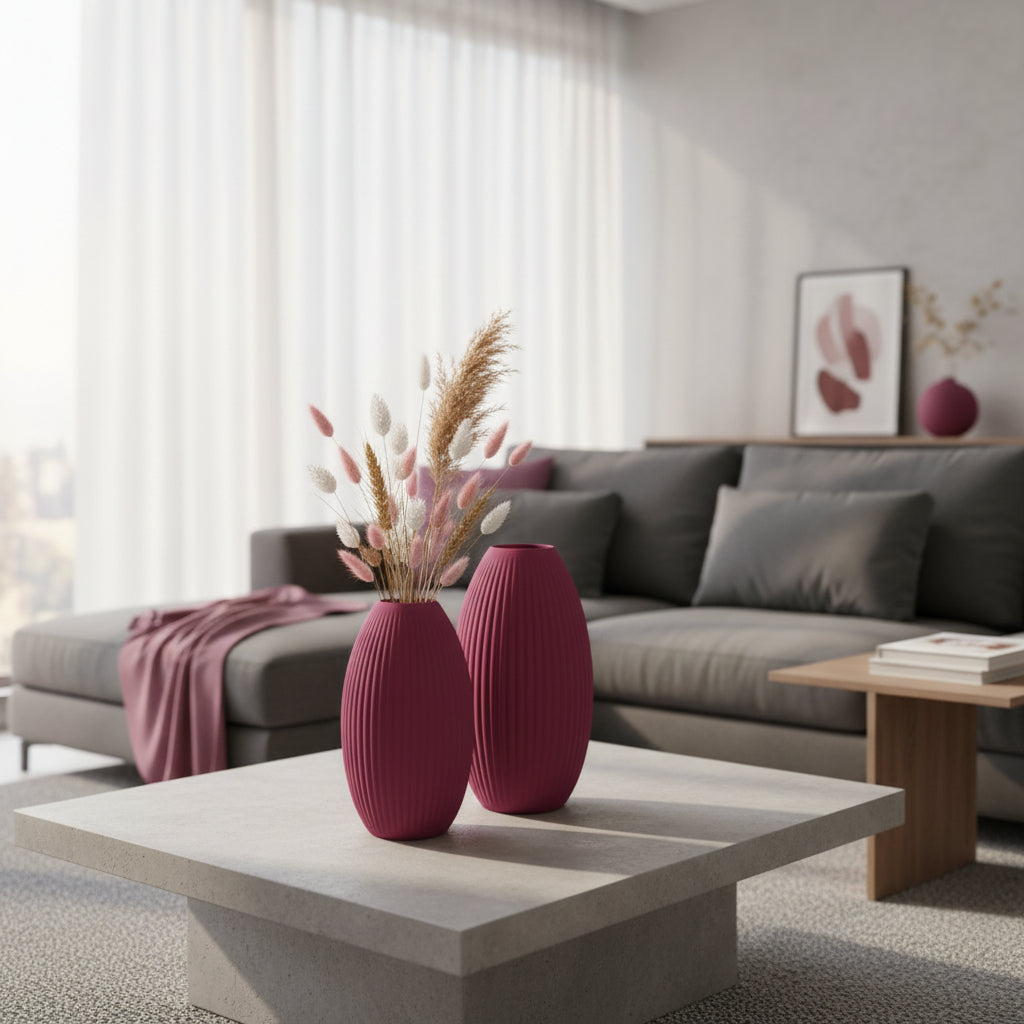 Design Vase Spiralvase für Trockenblumen 3D-Druck Dekovase Retro-Optik