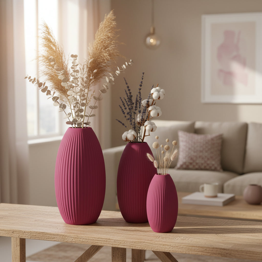 Design Vase Spiralvase für Trockenblumen 3D-Druck Dekovase Retro-Optik