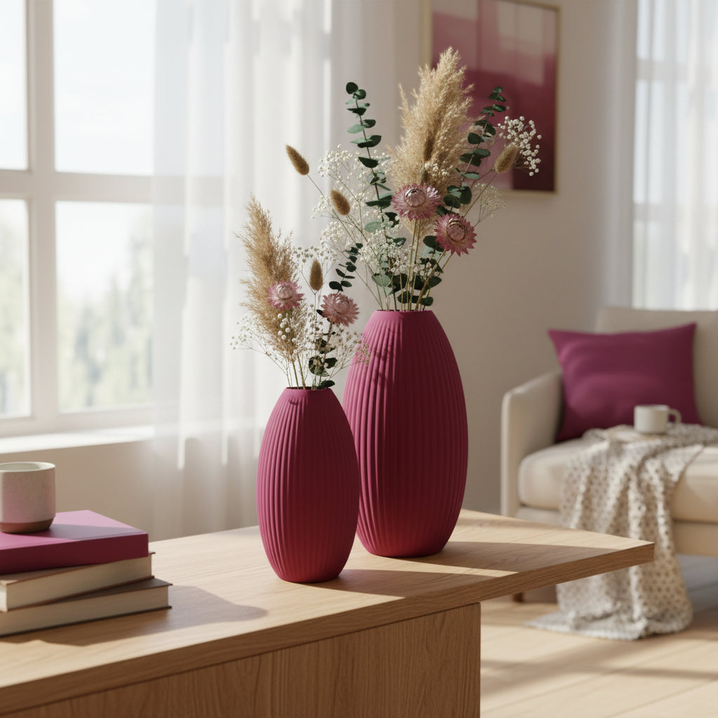 Design Vase Spiralvase für Trockenblumen 3D-Druck Dekovase Retro-Optik