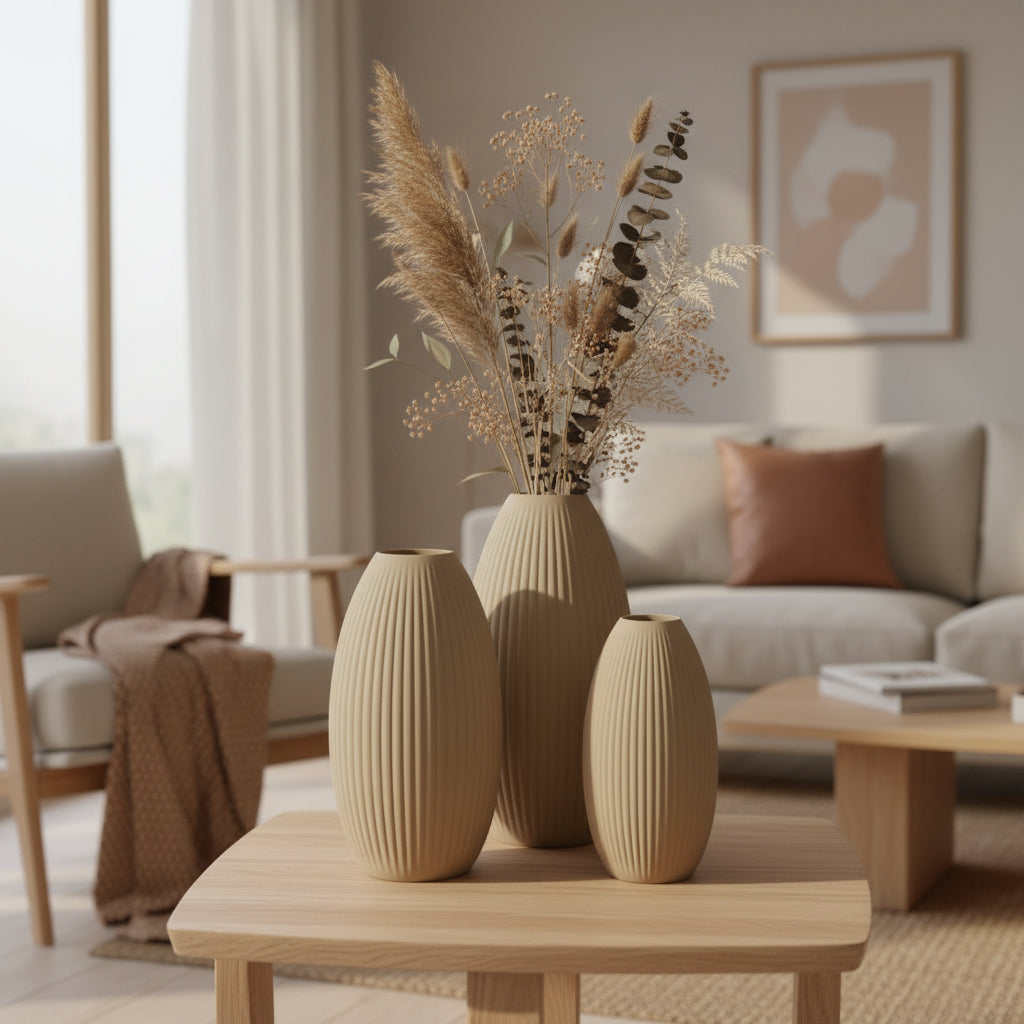 Design Vase Spiralvase für Trockenblumen 3D-Druck Dekovase Retro-Optik