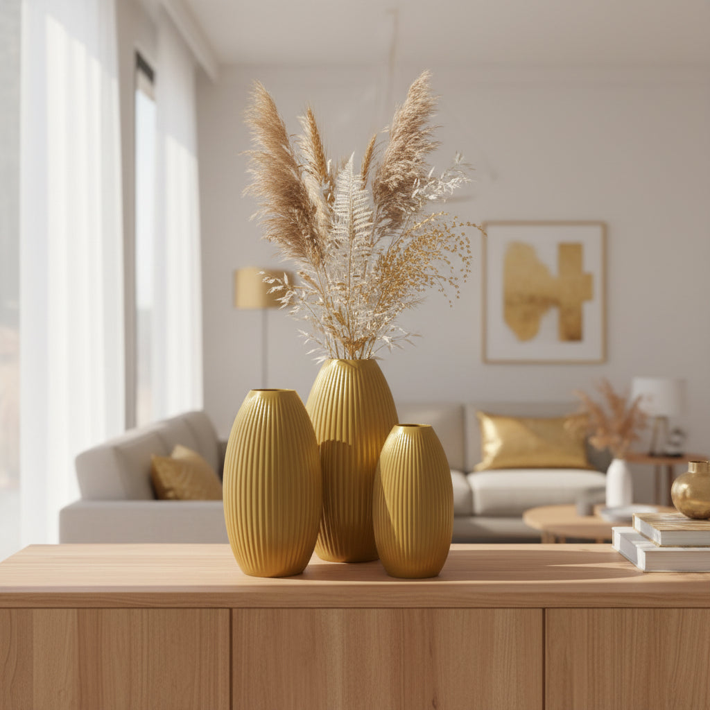 Design Vase Spiralvase für Trockenblumen 3D-Druck Dekovase Retro-Optik