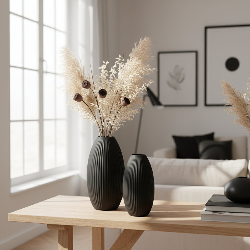 Design Vase Spiralvase für Trockenblumen 3D-Druck Dekovase Retro-Optik