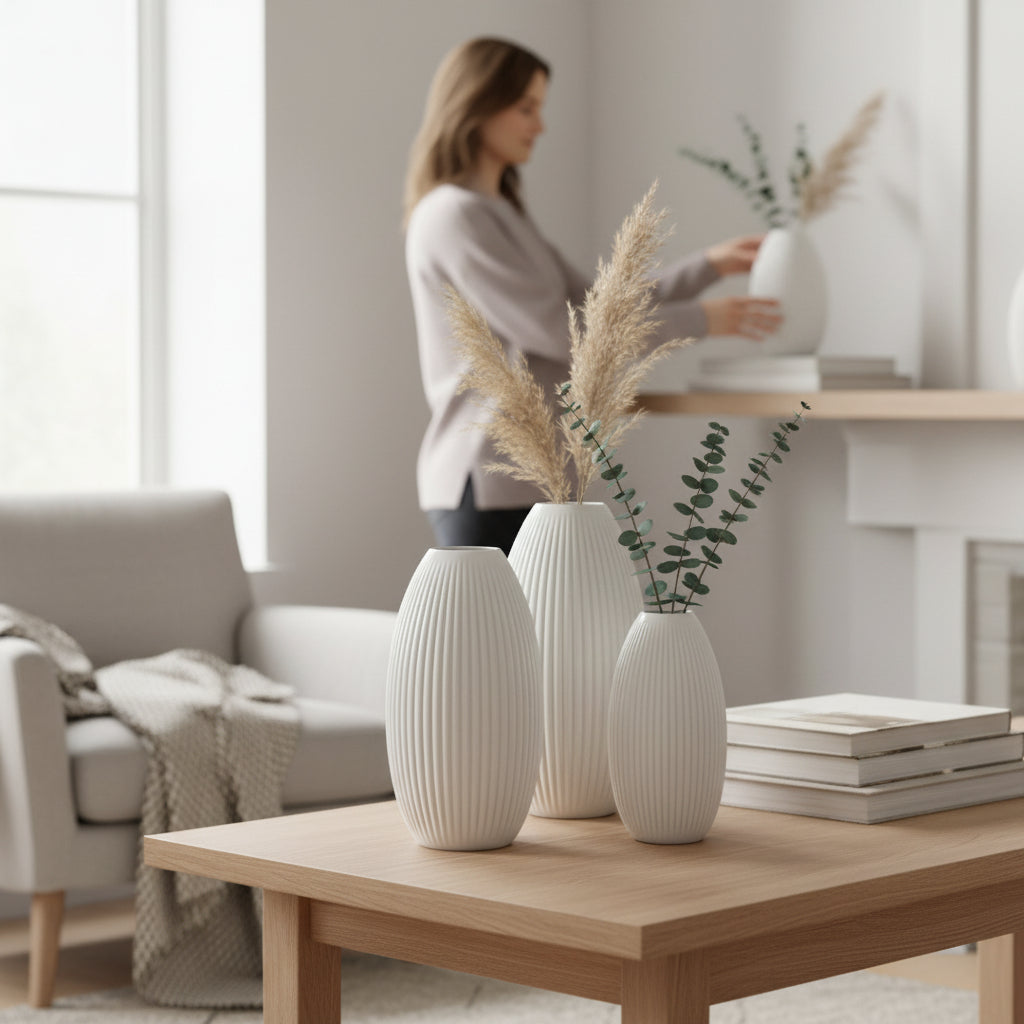 Design Vase Spiralvase für Trockenblumen 3D-Druck Dekovase Retro-Optik