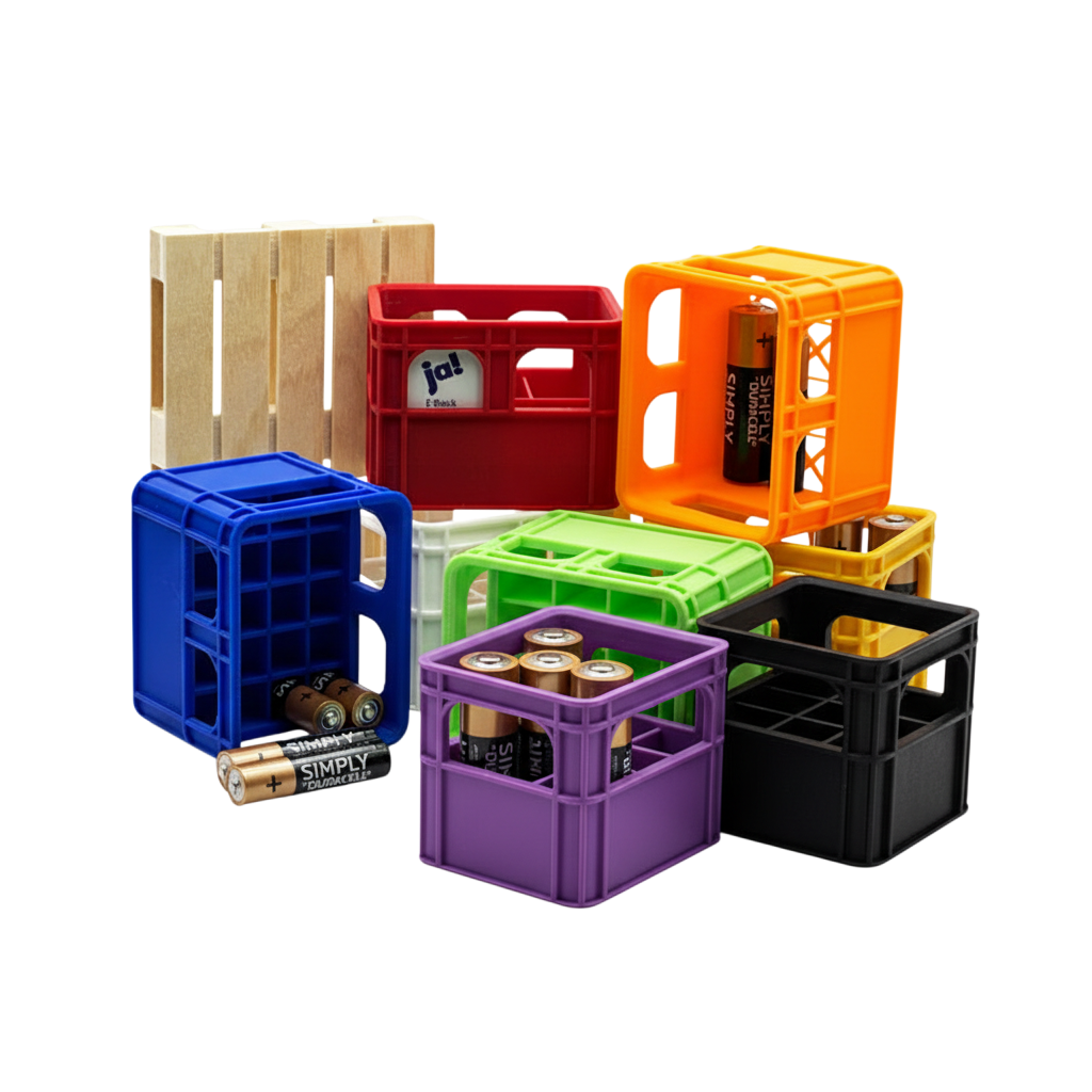 Batterie Bierkiste Bierkasten Batteriekiste Batteriekasten Batteriebox Minikiste Minibox für Aufbewahrung von Batterien AA, AAA, 9V, Leerkiste - 3D gedruckt