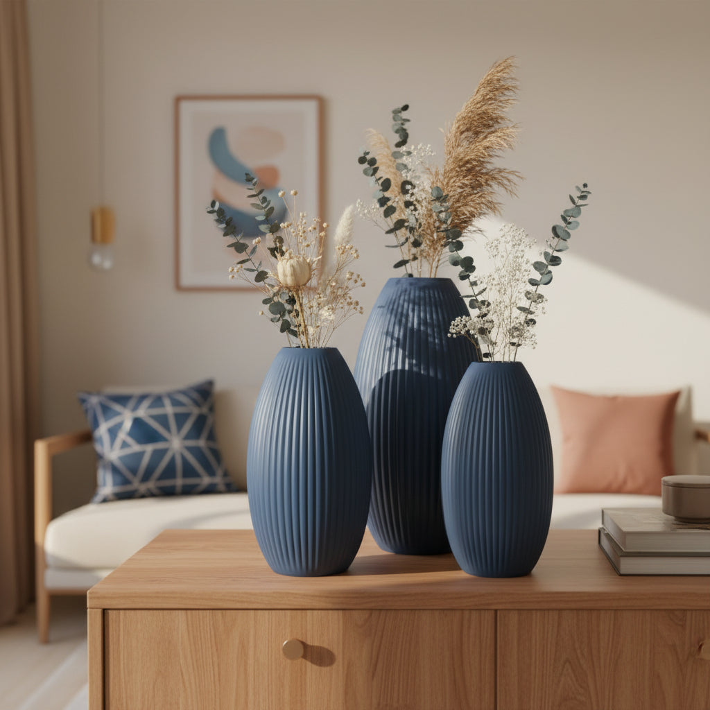 Design Vase Spiralvase für Trockenblumen 3D-Druck Dekovase Retro-Optik