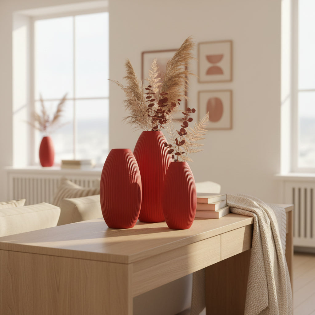 Design Vase Spiralvase für Trockenblumen 3D-Druck Dekovase Retro-Optik