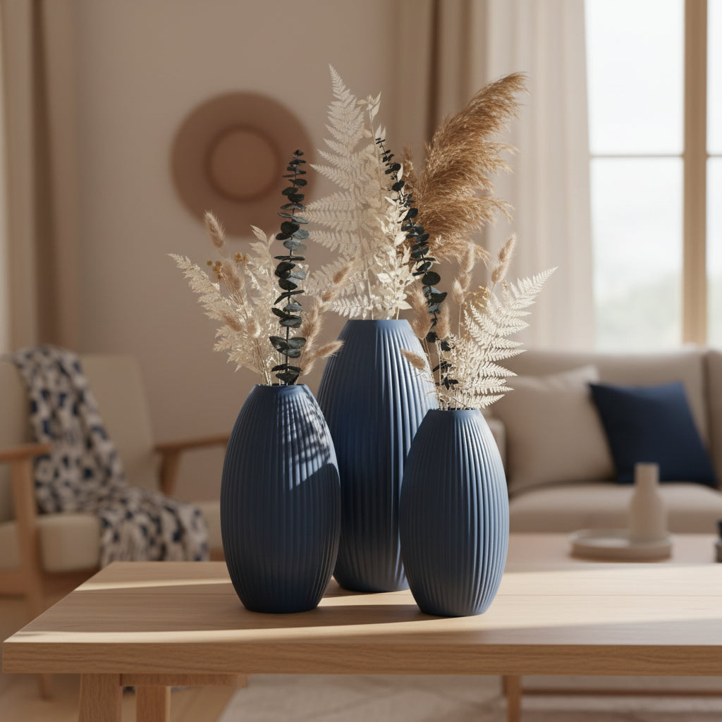 Design Vase Spiralvase für Trockenblumen 3D-Druck Dekovase Retro-Optik