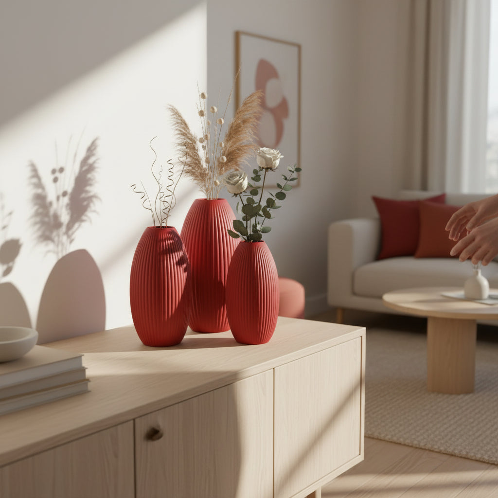 Design Vase Spiralvase für Trockenblumen 3D-Druck Dekovase Retro-Optik