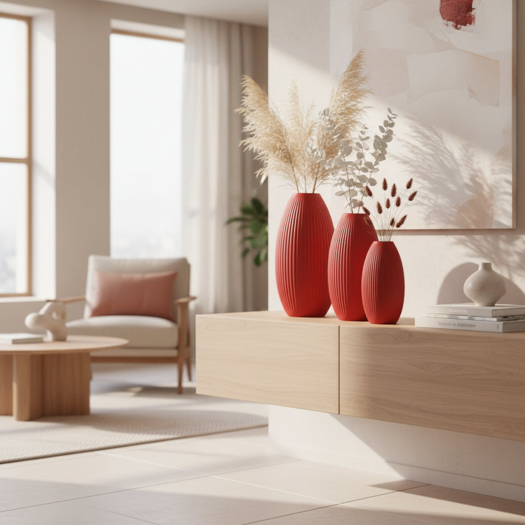 Design Vase Spiralvase für Trockenblumen 3D-Druck Dekovase Retro-Optik