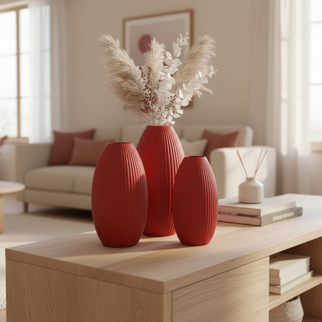 Design Vase Spiralvase für Trockenblumen 3D-Druck Dekovase Retro-Optik