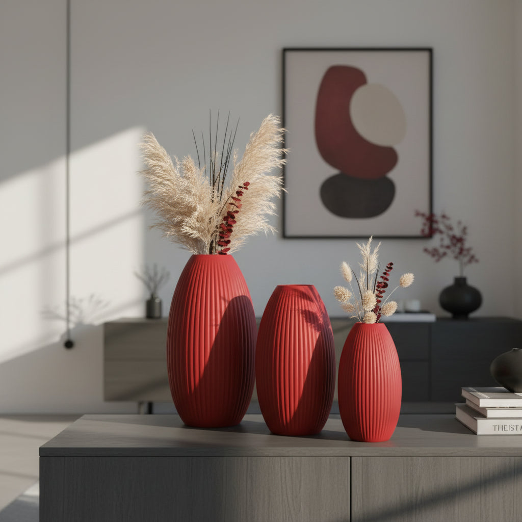 Design Vase Spiralvase für Trockenblumen 3D-Druck Dekovase Retro-Optik