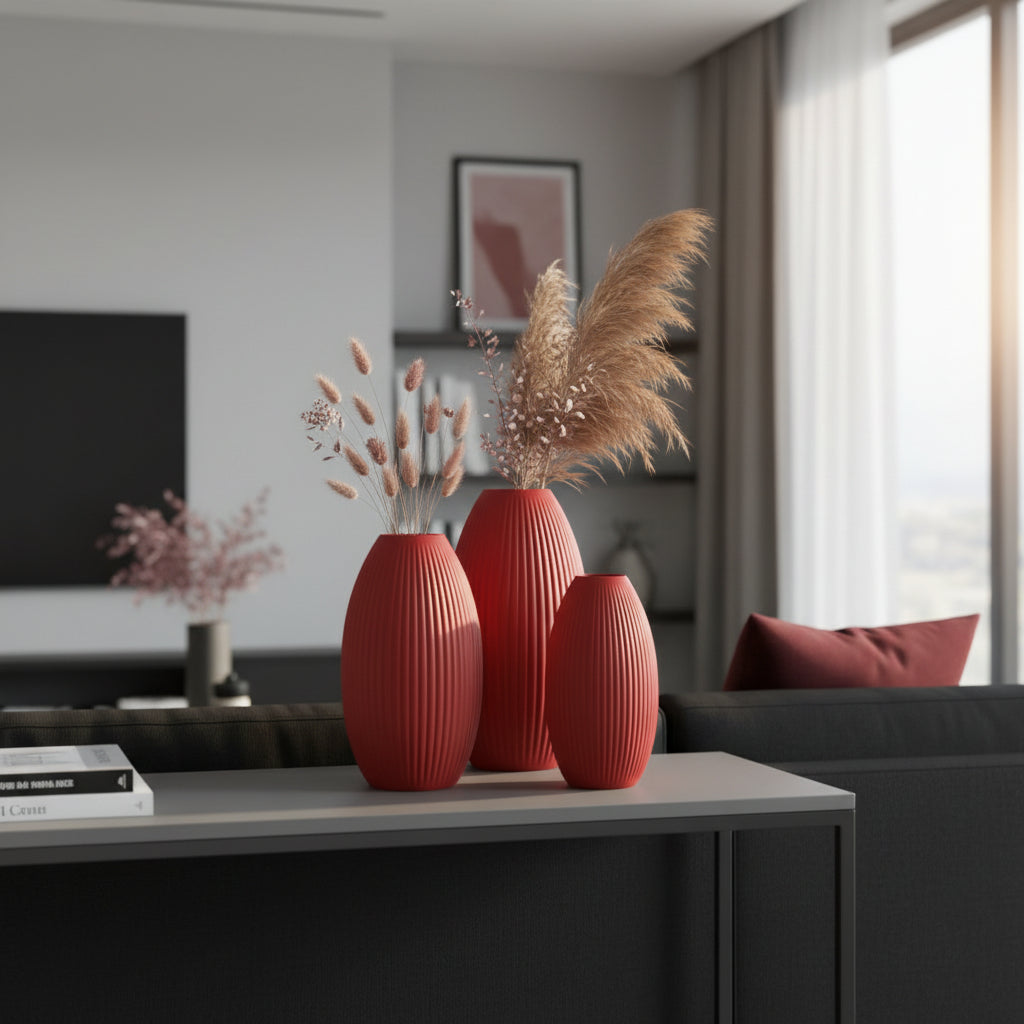 Design Vase Spiralvase für Trockenblumen 3D-Druck Dekovase Retro-Optik