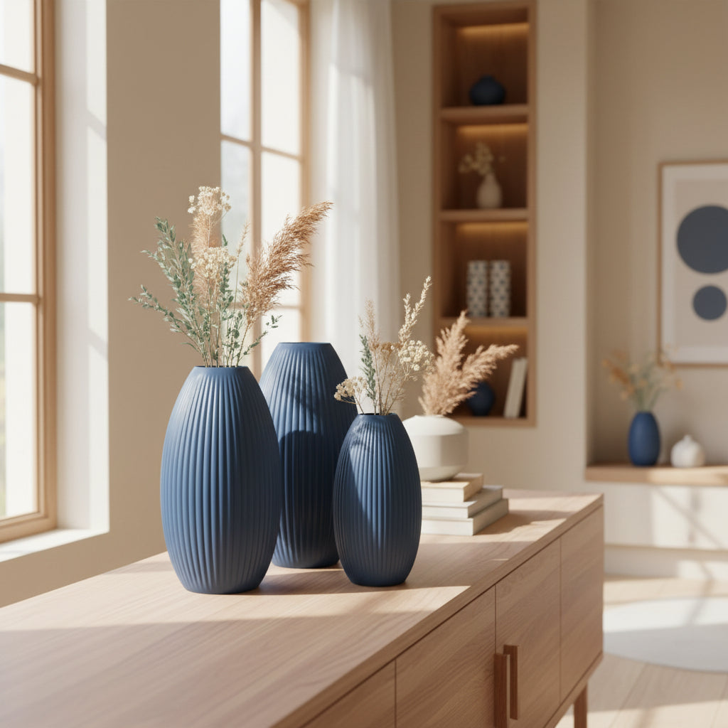 Design Vase Spiralvase für Trockenblumen 3D-Druck Dekovase Retro-Optik