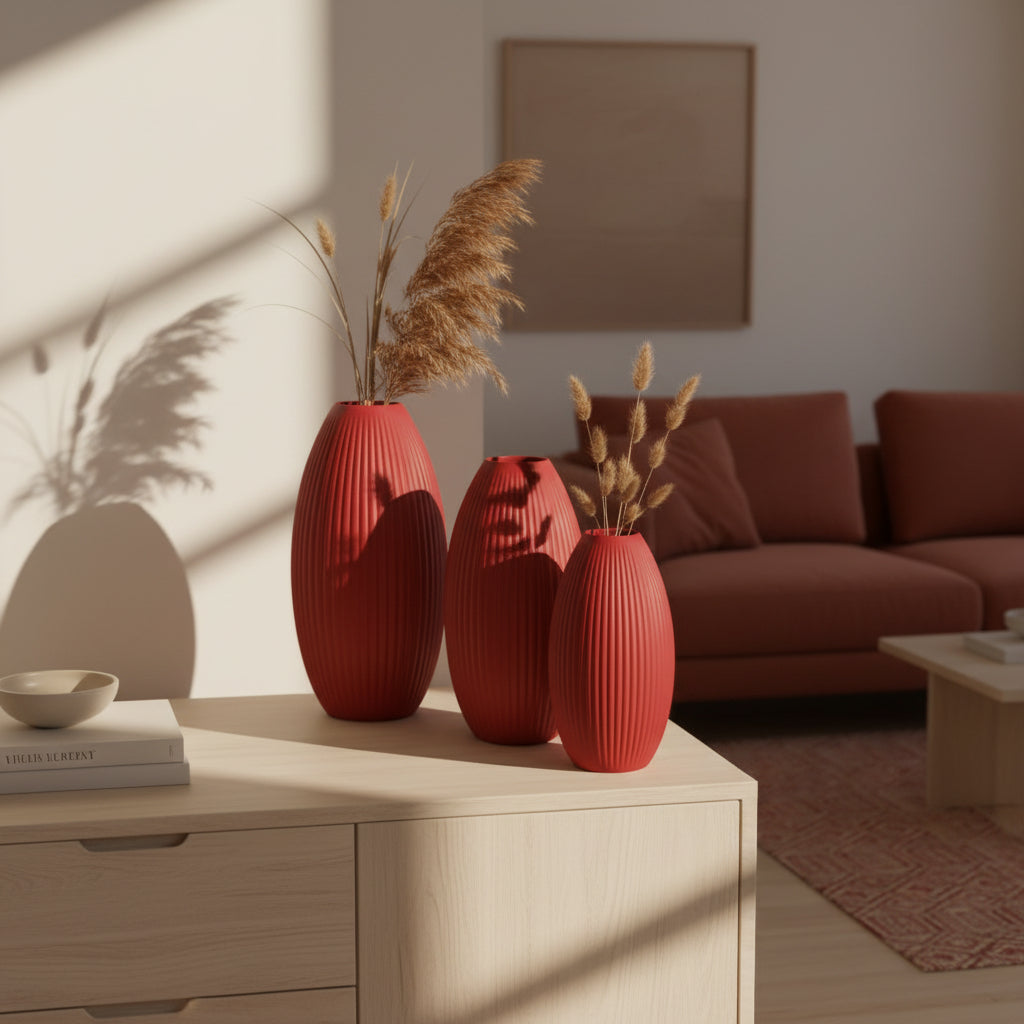 Design Vase Spiralvase für Trockenblumen 3D-Druck Dekovase Retro-Optik