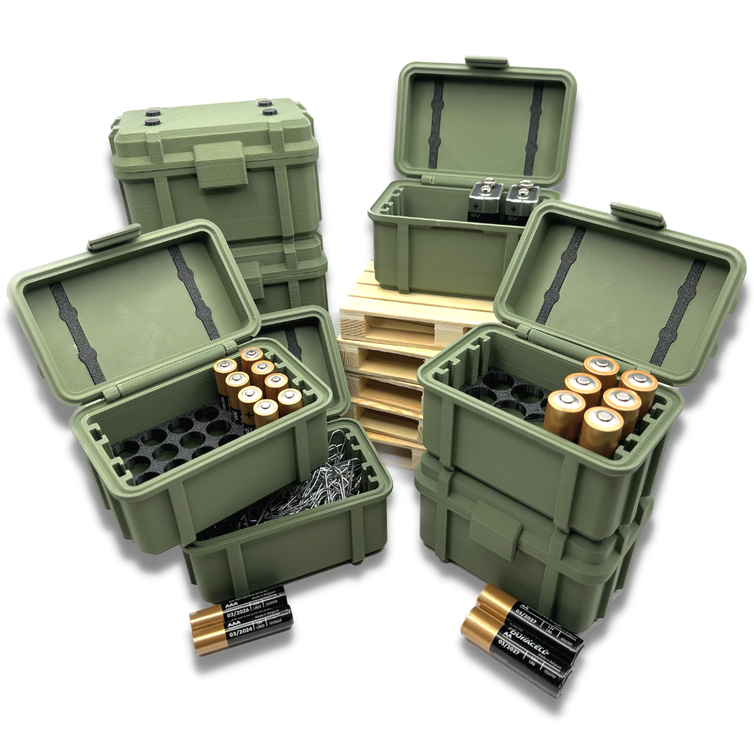 Batterie Aufbewahrung Armee / Militär Kiste Box für Batterien in Olive –