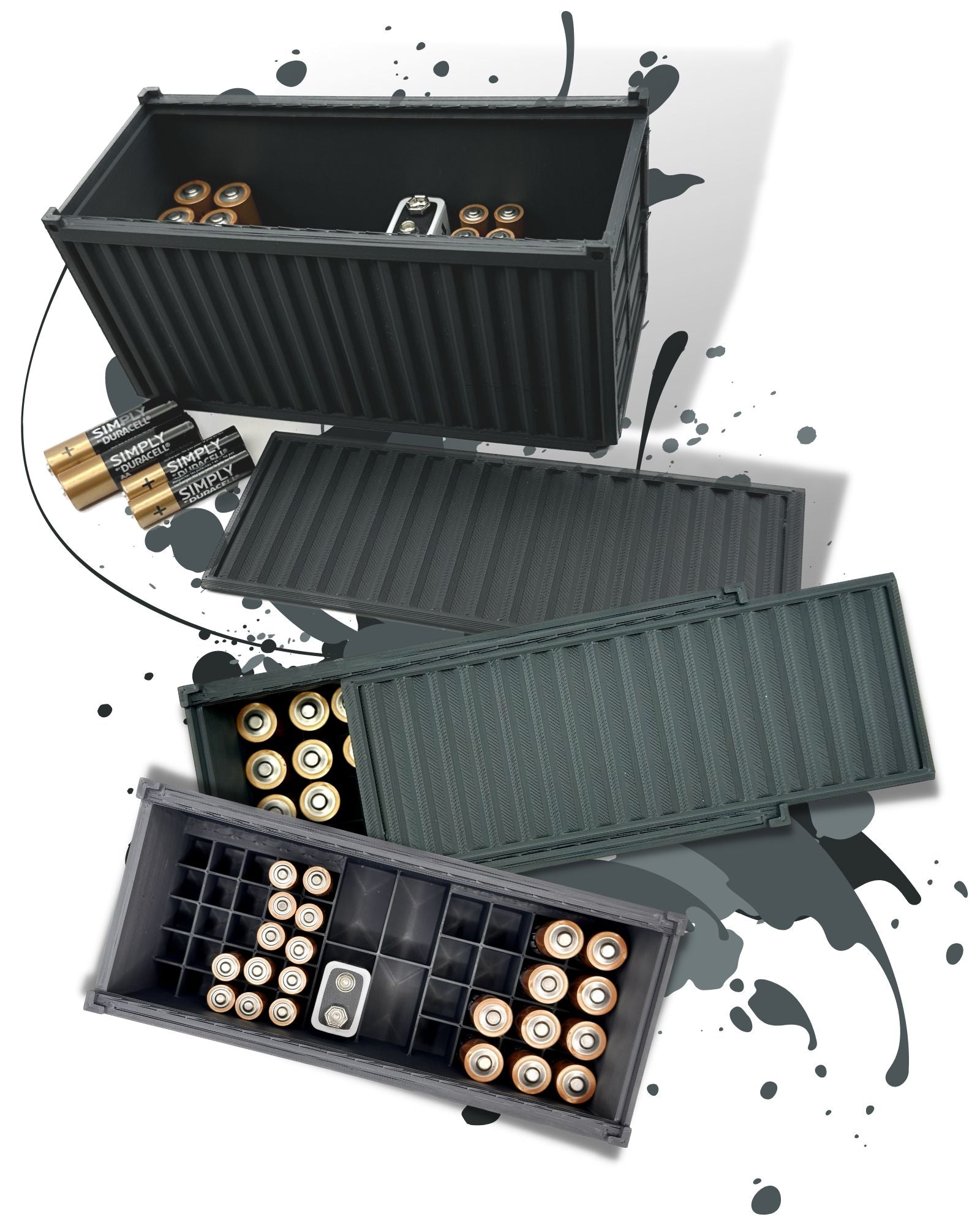 container aufbewahrung Batteriecontainer / mini Container für Aufbewahrung deiner Batterien in AA AAA 9 V 3D Druckung – DEKOUP.COM